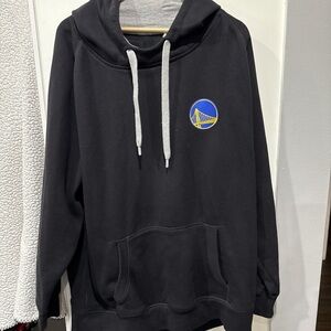 Black Hoodie with Logo and Gray Drawstrings